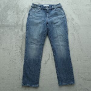 Chico's Platinum Jeans Women's 0.5 Short US-6 Blue Mid-Rise Slim Leg 30" Inseam